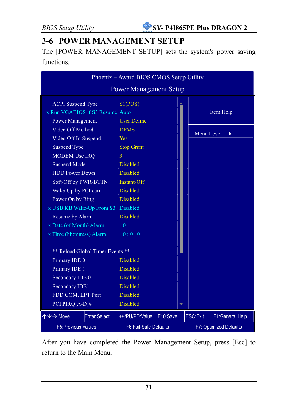 6 power management setup, Power management setup | AB Soft ATX 12V User Manual | Page 76 / 97
