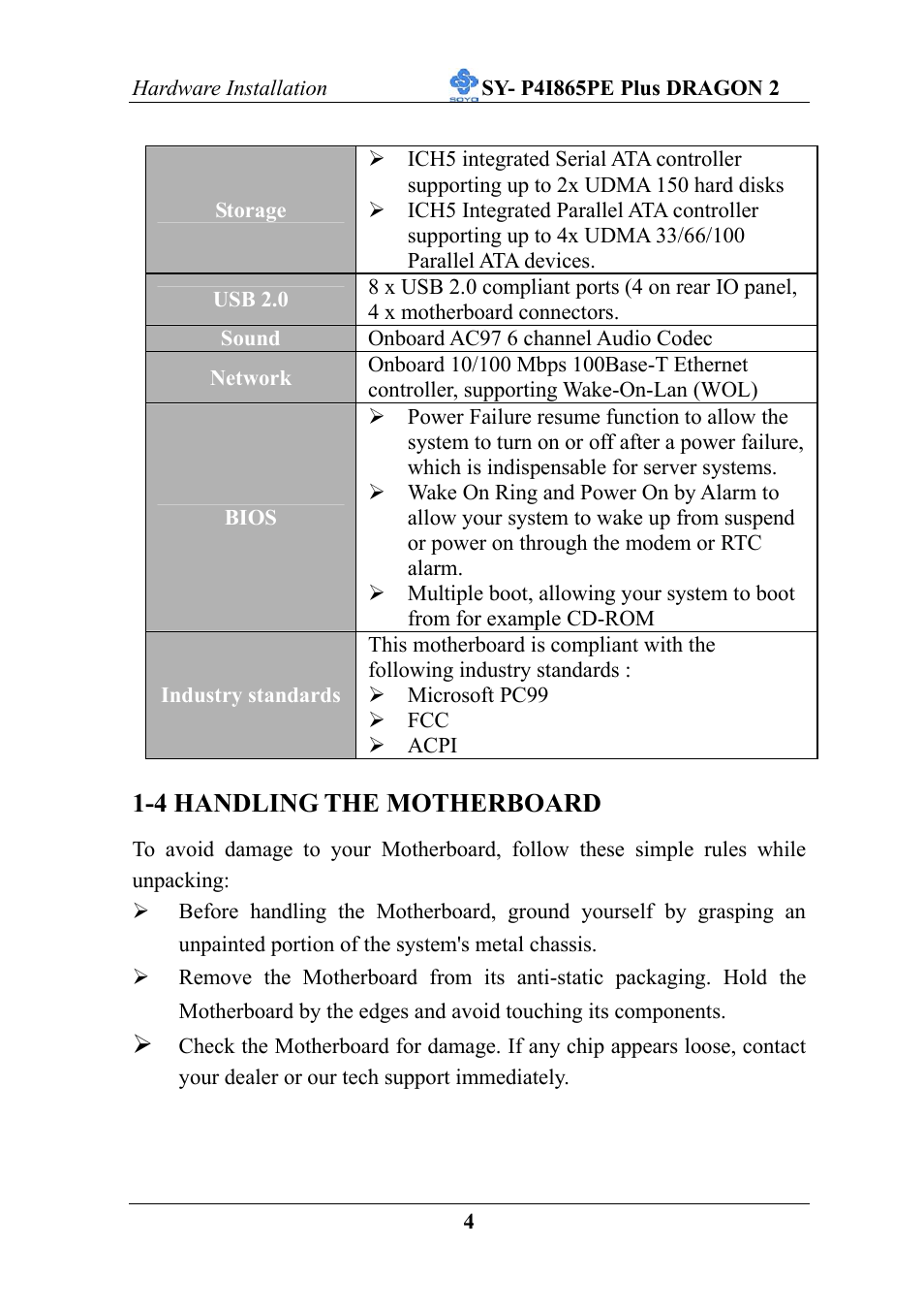 4 handling the motherboard | AB Soft ATX 12V User Manual | Page 9 / 97