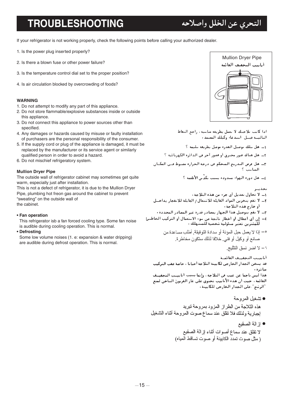 Troubleshooting | Panasonic NR-C703 User Manual | Page 15 / 16