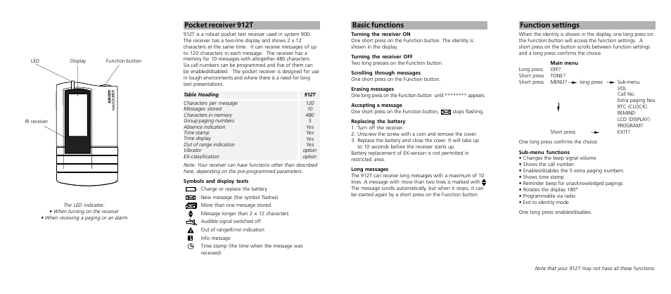 Ascom 912T User Manual | 2 pages