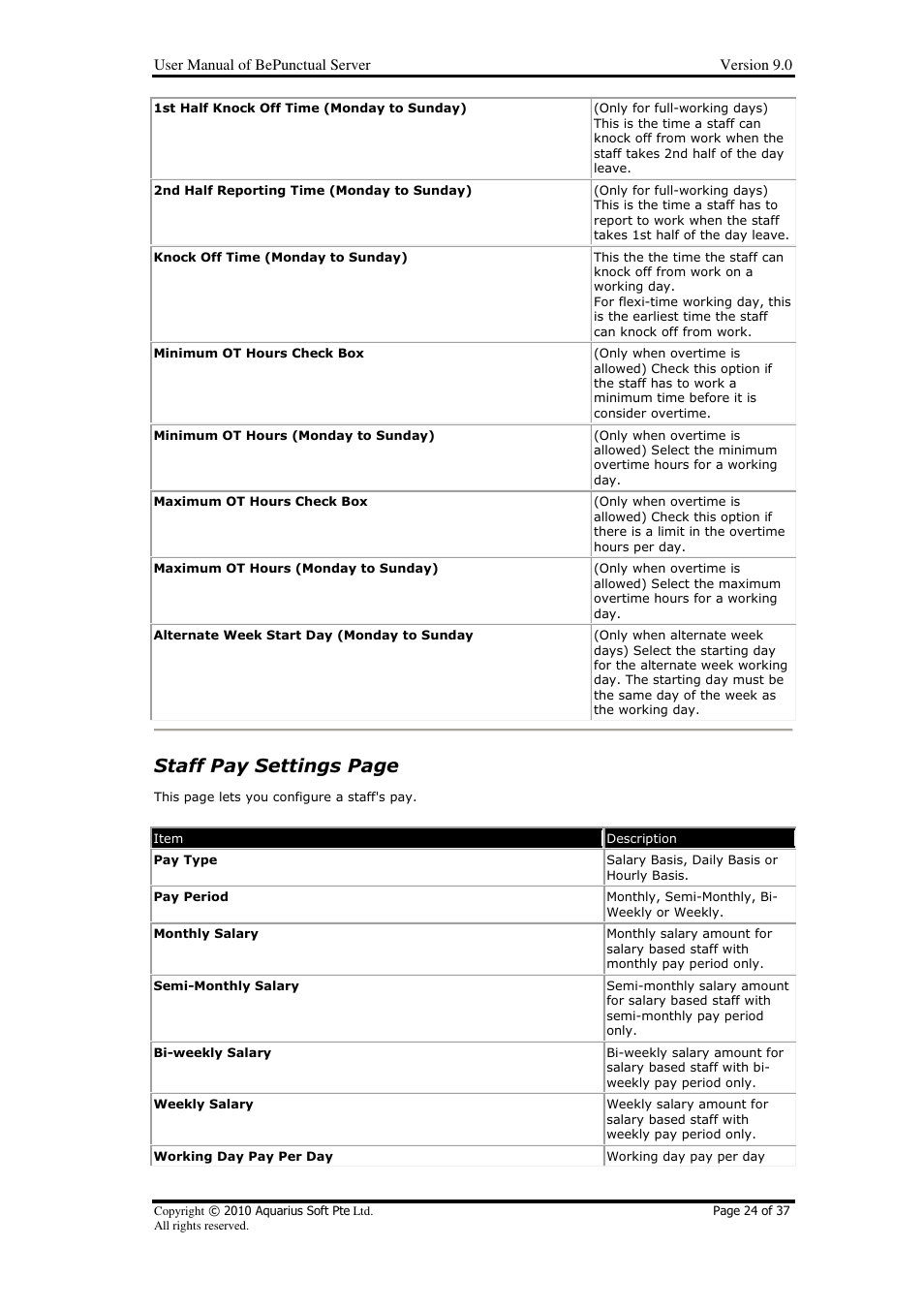 Staff pay settings page | AB Soft Server BePunctual User Manual | Page 24 / 37