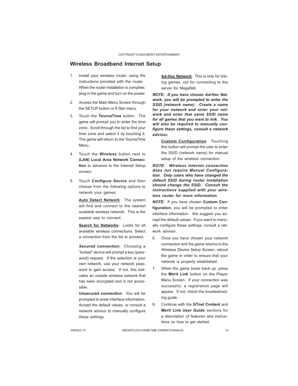 Wireless broadband internet setup | AB Soft Megatouch Gametime PM0503-10 User Manual | Page 17 / 36