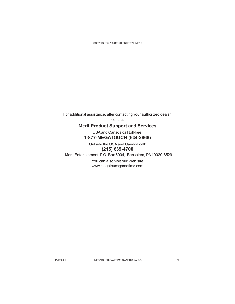 Merit product support and services | AB Soft Megatouch Gametime PM0503-10 User Manual | Page 27 / 36