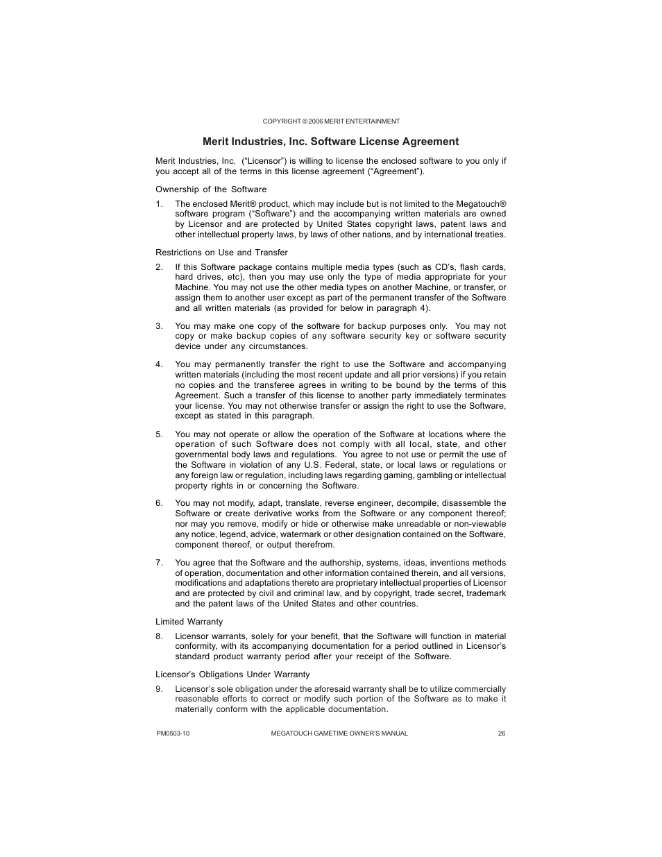 AB Soft Megatouch Gametime PM0503-10 User Manual | Page 29 / 36
