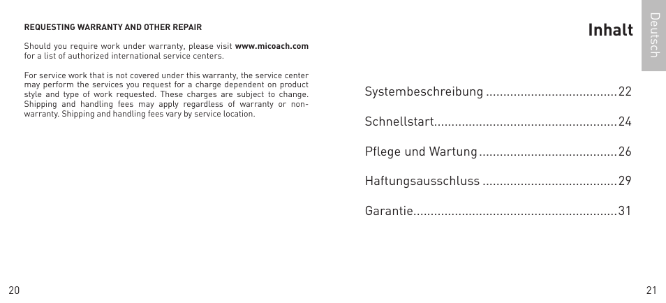 Inhalt | Adidas Heart Rate Monitor User Manual | Page 11 / 85