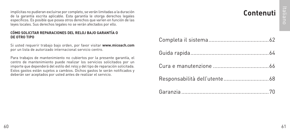 Contenuti | Adidas Heart Rate Monitor User Manual | Page 31 / 85