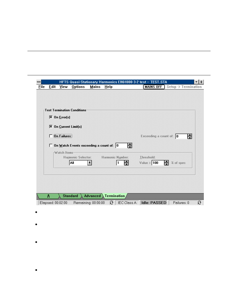 Select the test options for voltage fluctuations | Agilent Technologies EN 61000-3-2 User Manual | Page 23 / 106