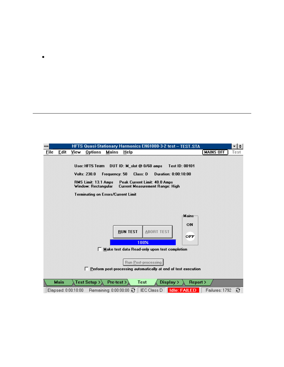 To run a test, Test status information | Agilent Technologies EN 61000-3-2 User Manual | Page 33 / 106