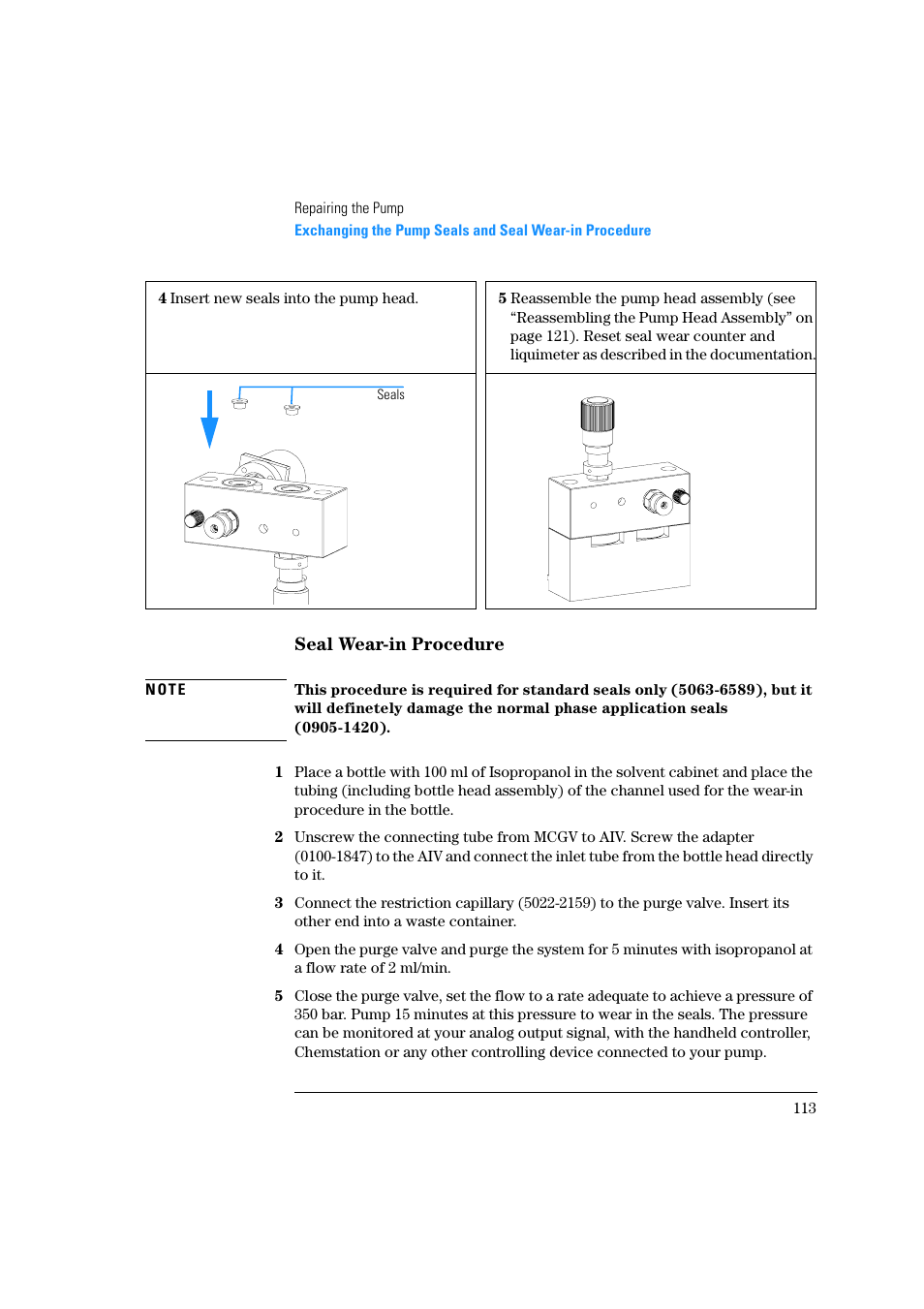 Seal wear-in procedure | Agilent Technologies Quaternary Pump 1100 Series User Manual | Page 113 / 272