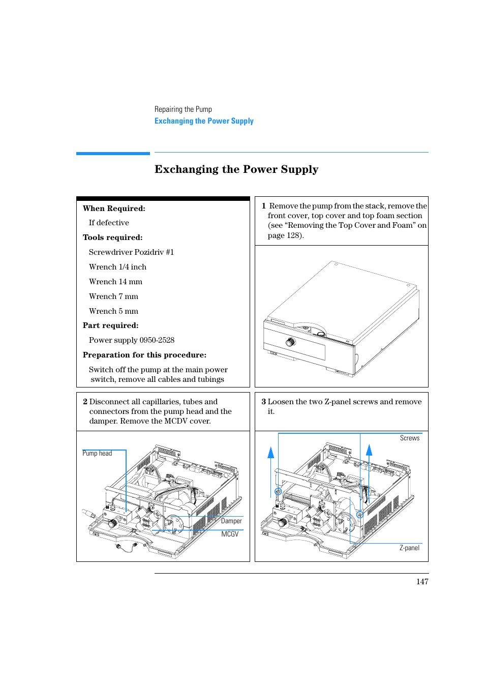 Exchanging the power supply | Agilent Technologies Quaternary Pump 1100 Series User Manual | Page 147 / 272