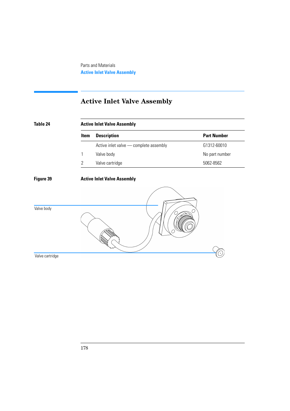 Active inlet valve assembly | Agilent Technologies Quaternary Pump 1100 Series User Manual | Page 178 / 272