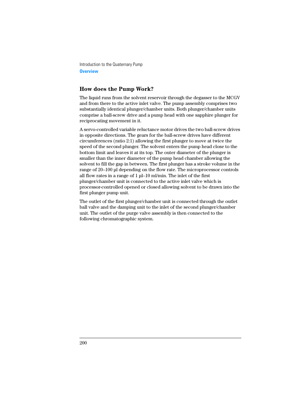 How does the pump work | Agilent Technologies Quaternary Pump 1100 Series User Manual | Page 200 / 272