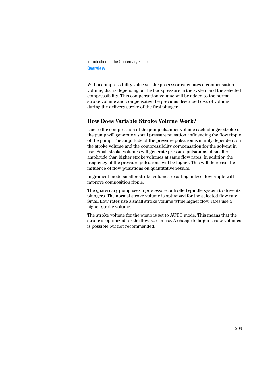 How does variable stroke volume work | Agilent Technologies Quaternary Pump 1100 Series User Manual | Page 203 / 272