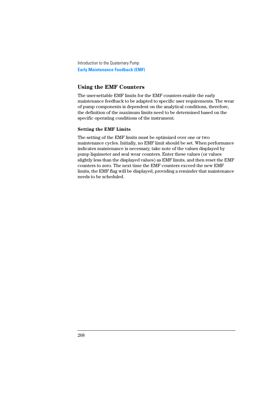 Using the emf counters, Setting the emf limits | Agilent Technologies Quaternary Pump 1100 Series User Manual | Page 208 / 272