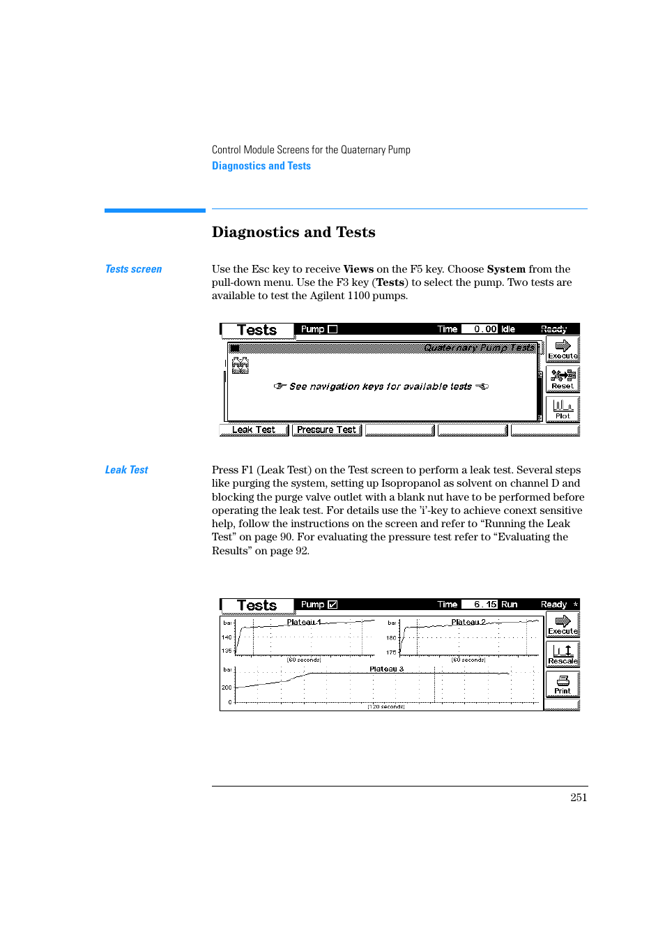 Diagnostics and tests | Agilent Technologies Quaternary Pump 1100 Series User Manual | Page 251 / 272