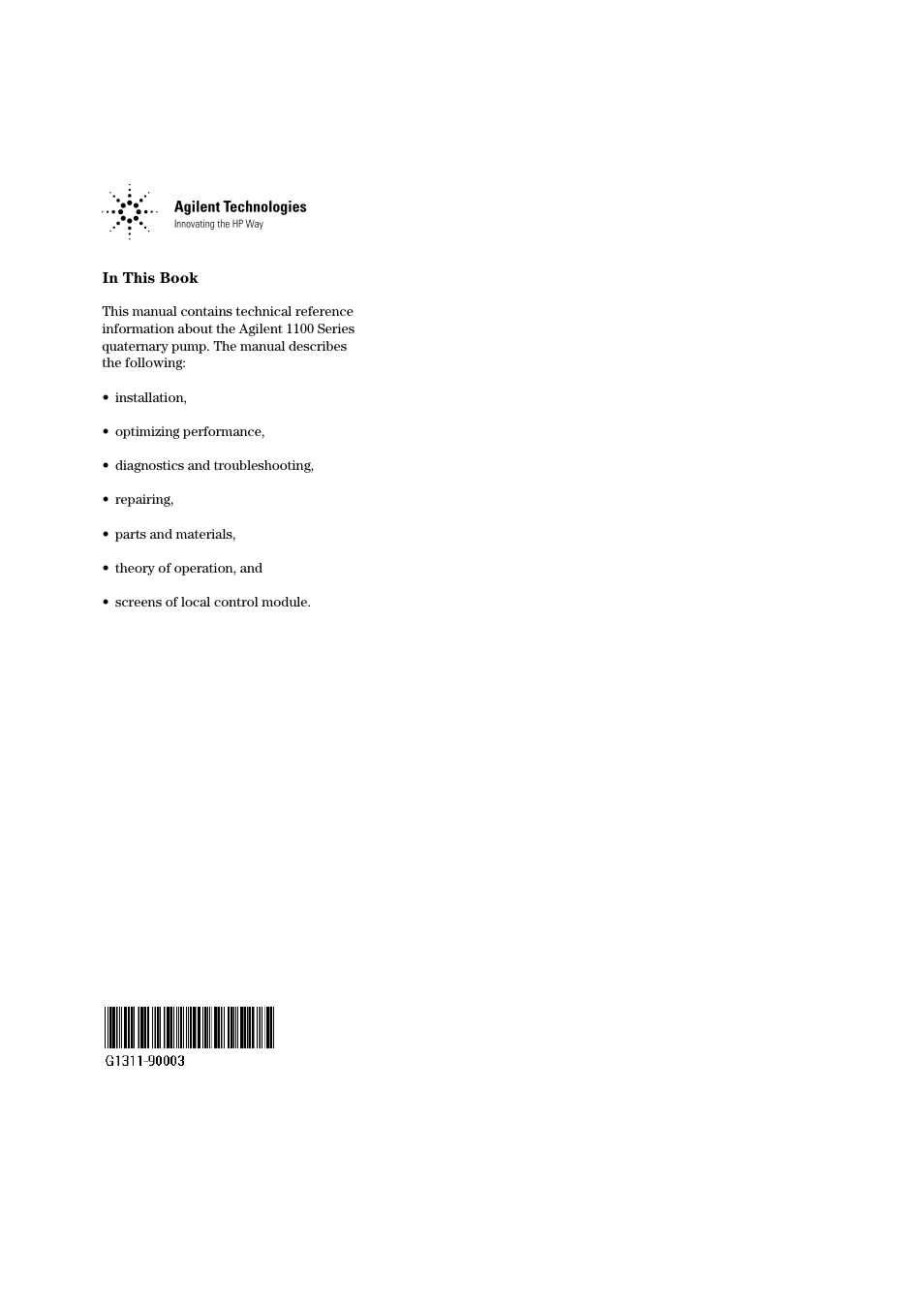 In this book | Agilent Technologies Quaternary Pump 1100 Series User Manual | Page 272 / 272
