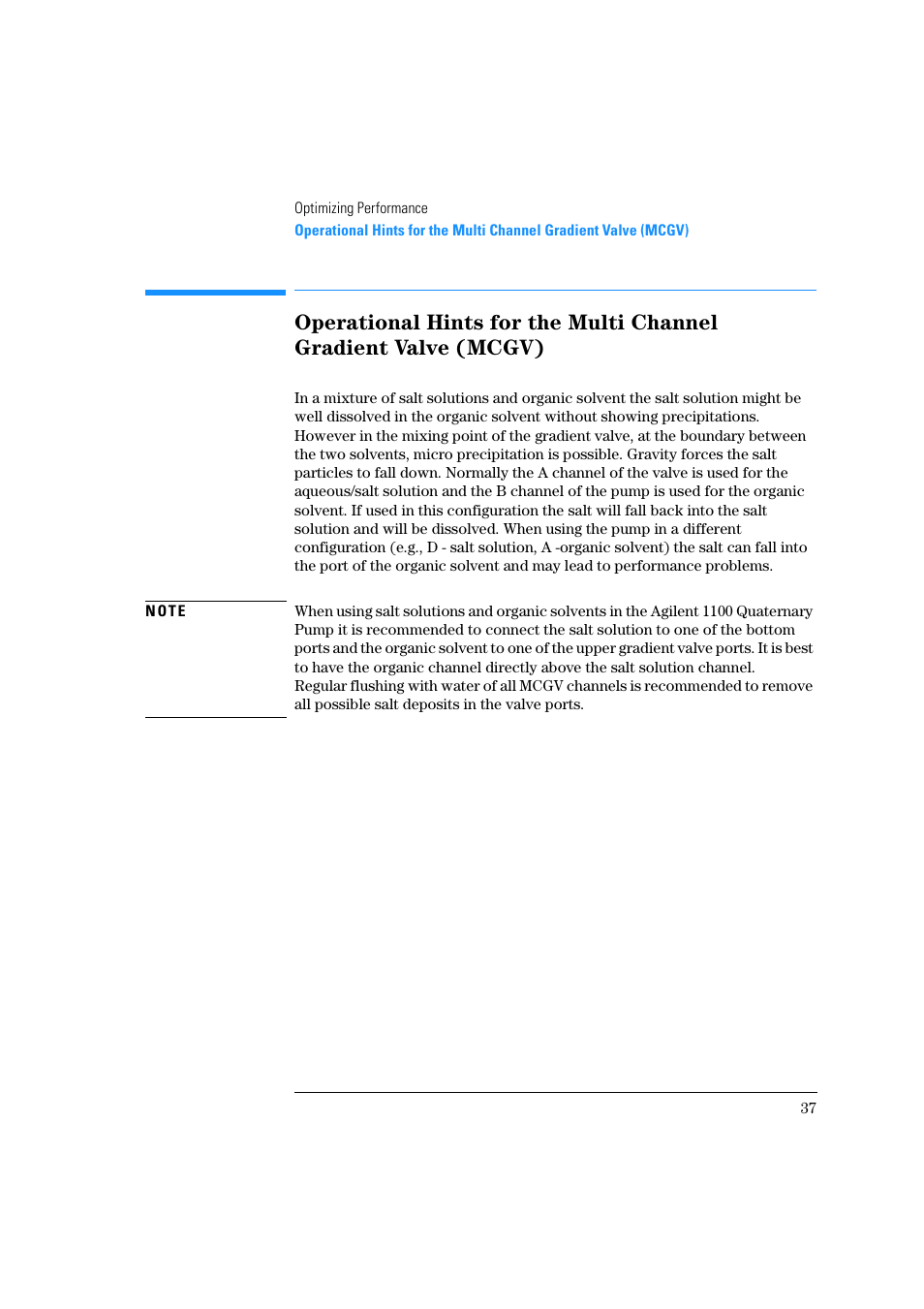 Agilent Technologies Quaternary Pump 1100 Series User Manual | Page 37 / 272