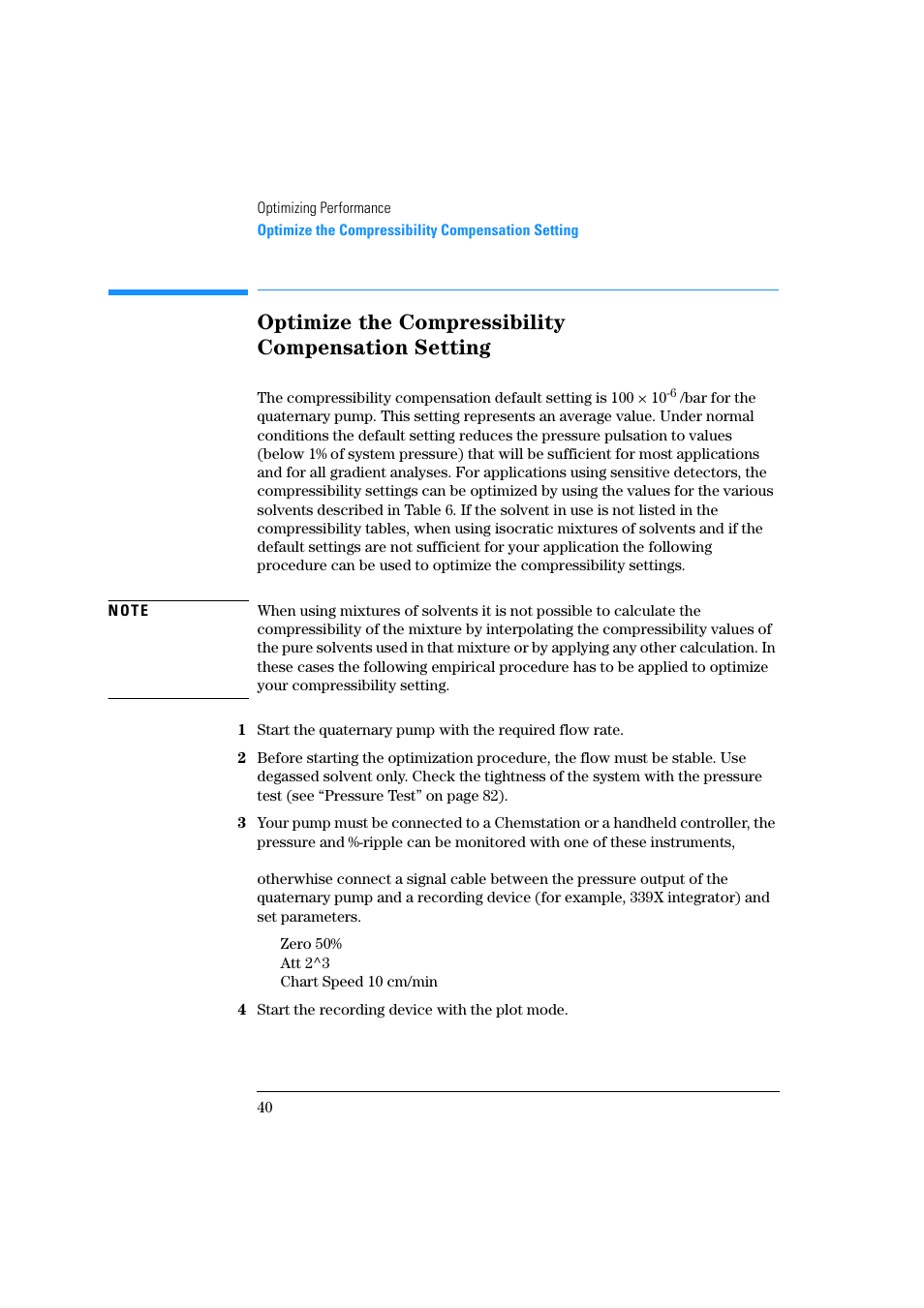 Optimize the compressibility compensation setting | Agilent Technologies Quaternary Pump 1100 Series User Manual | Page 40 / 272
