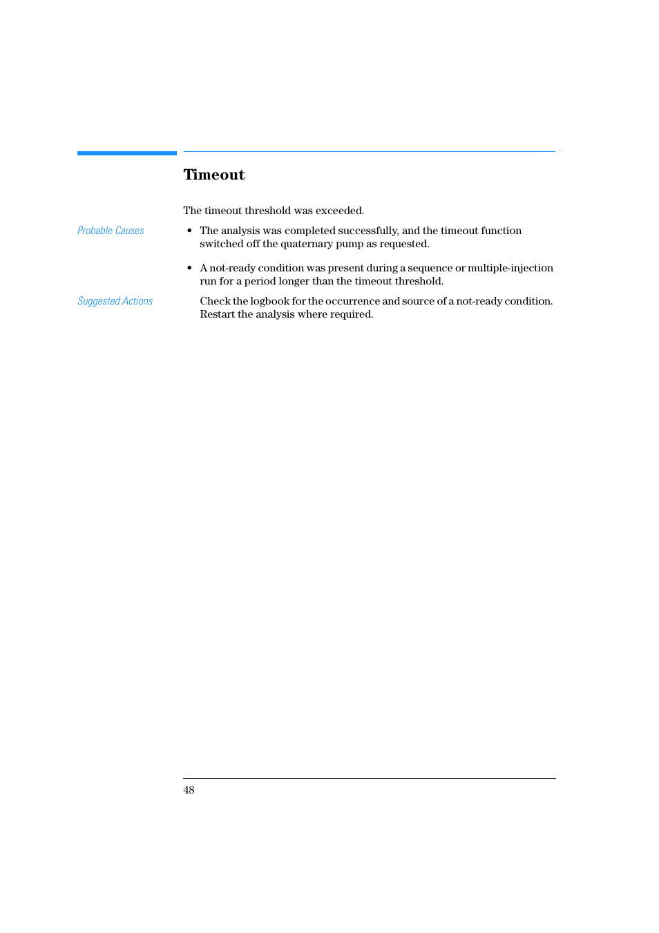 Timeout | Agilent Technologies Quaternary Pump 1100 Series User Manual | Page 48 / 272