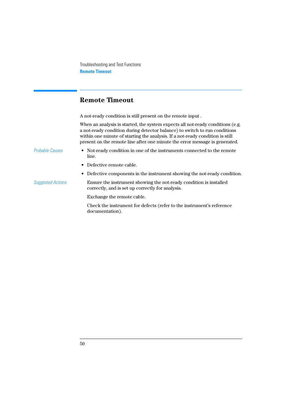 Remote timeout | Agilent Technologies Quaternary Pump 1100 Series User Manual | Page 50 / 272