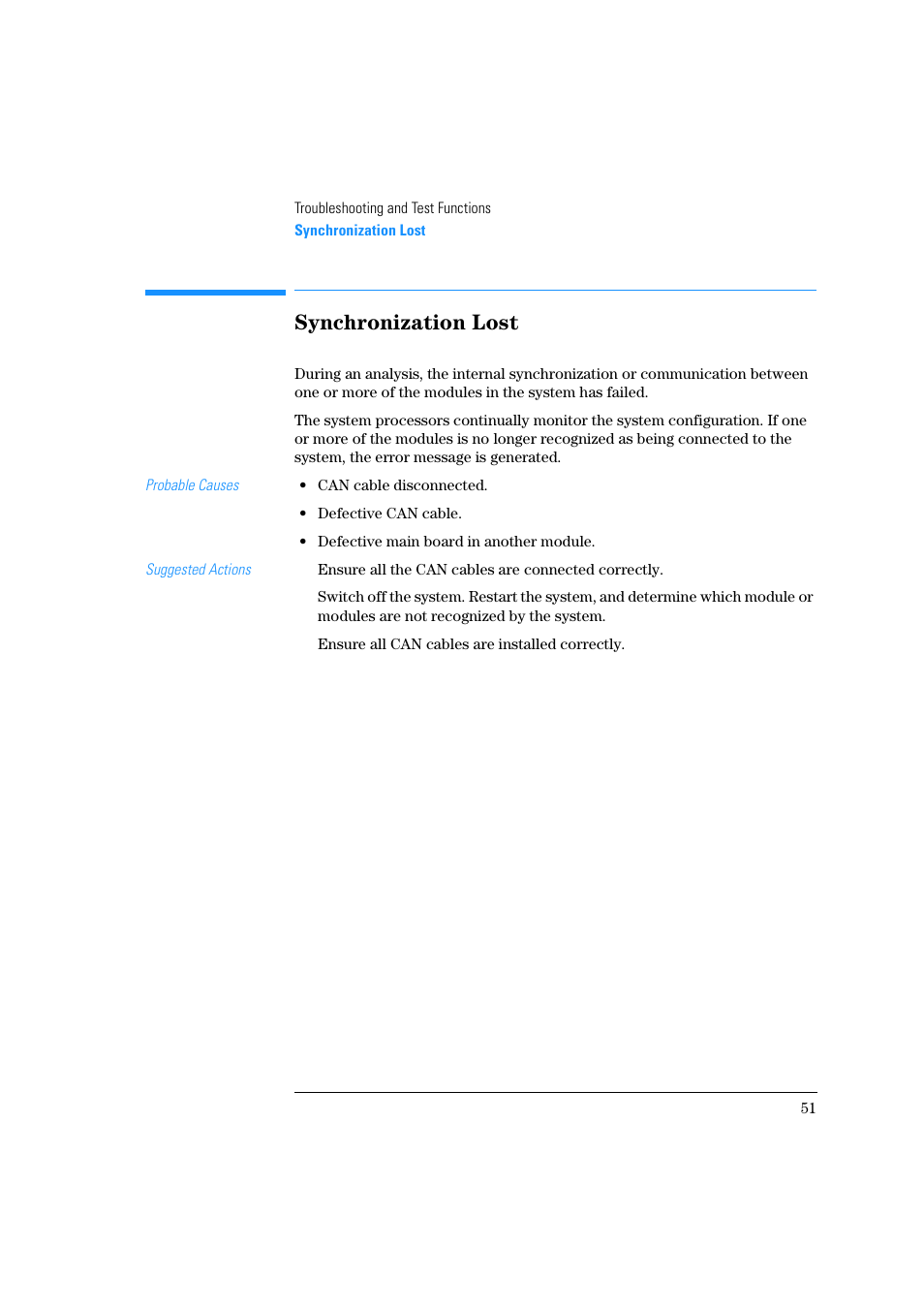 Synchronization lost | Agilent Technologies Quaternary Pump 1100 Series User Manual | Page 51 / 272