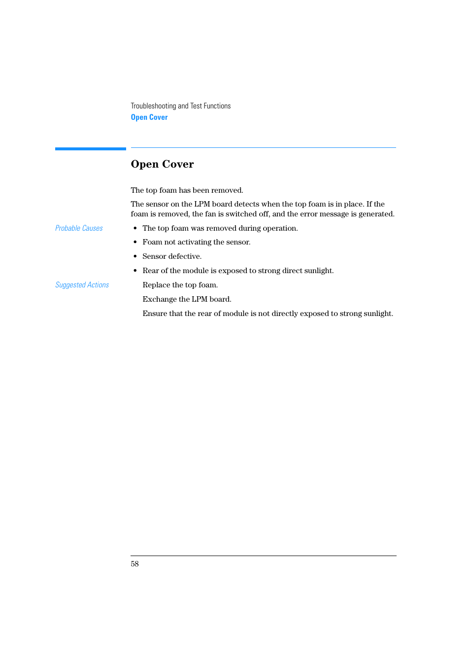 Open cover | Agilent Technologies Quaternary Pump 1100 Series User Manual | Page 58 / 272