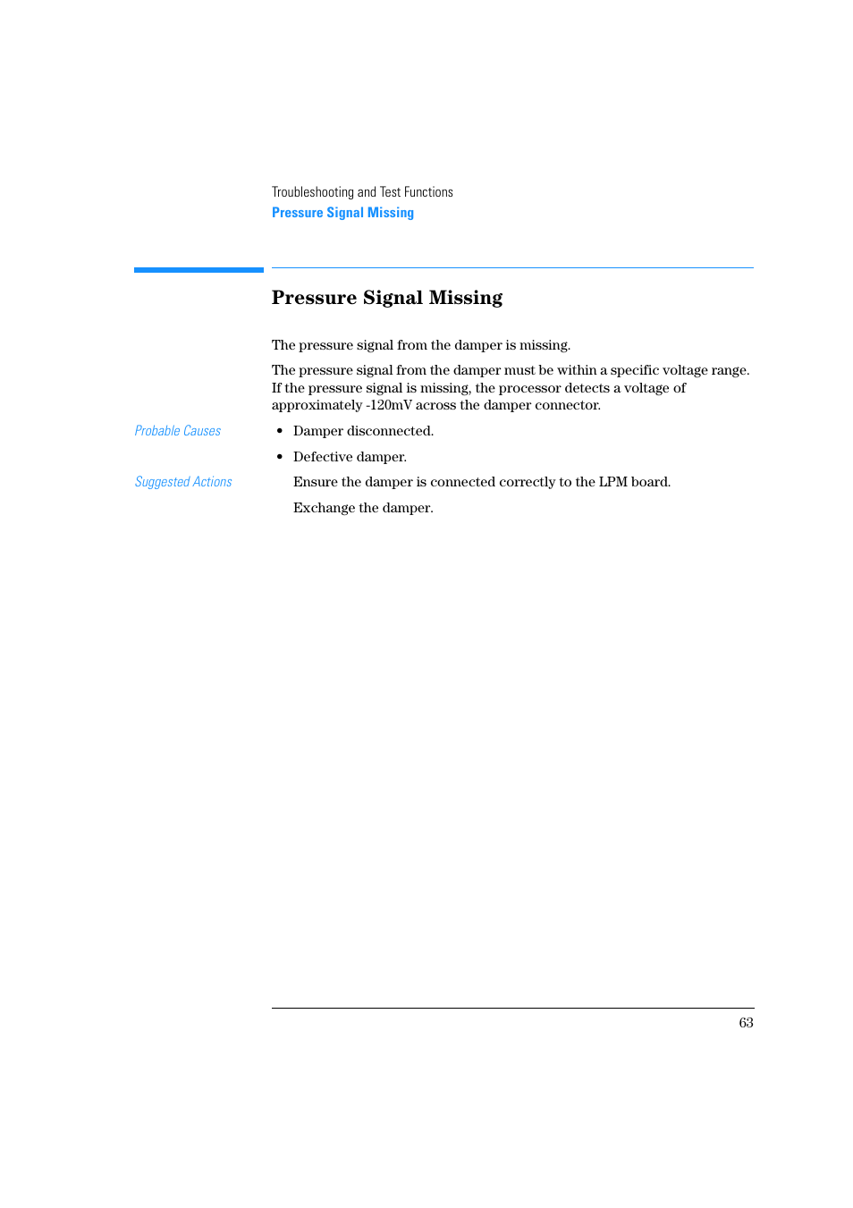 Pressure signal missing | Agilent Technologies Quaternary Pump 1100 Series User Manual | Page 63 / 272