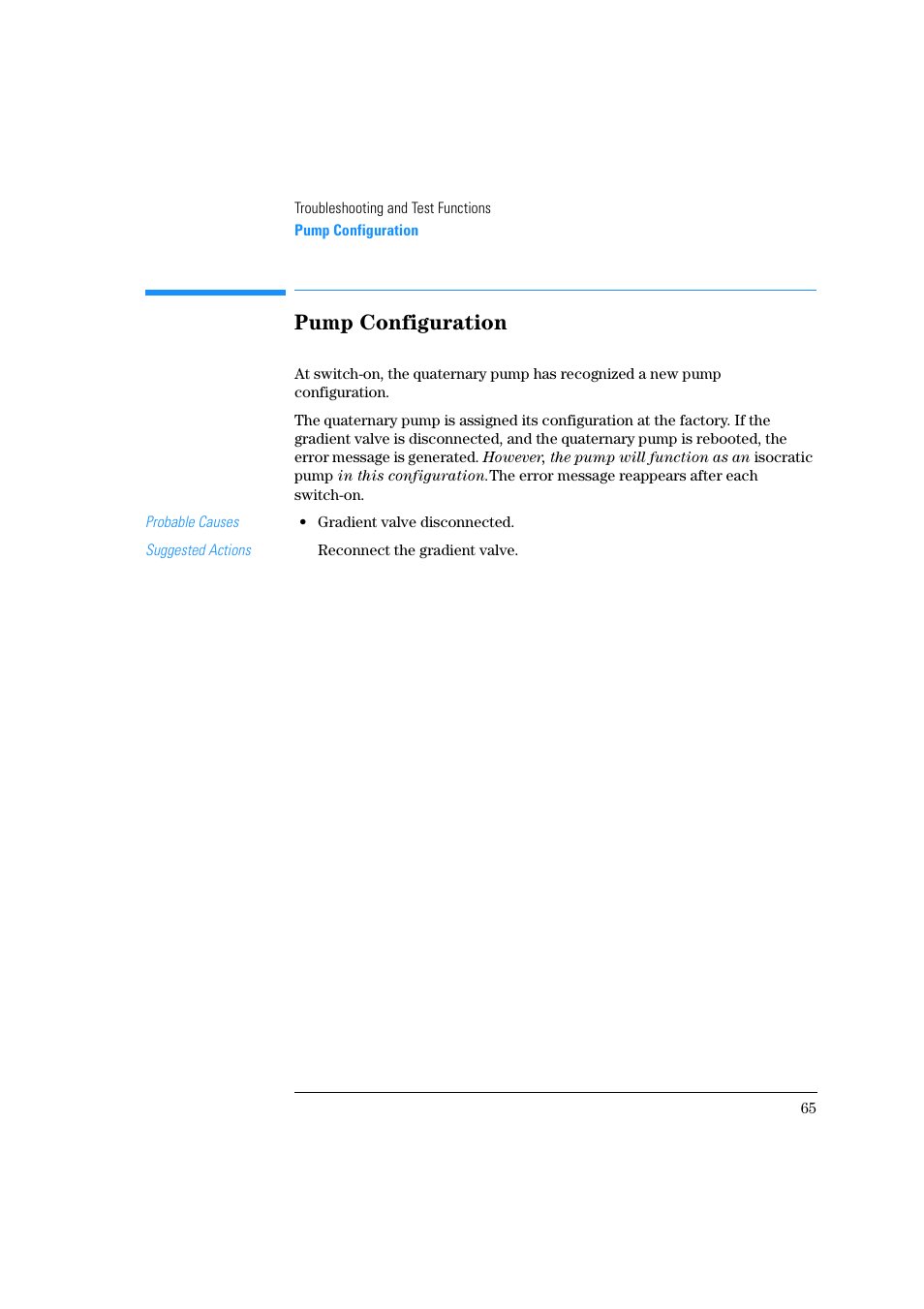 Pump configuration | Agilent Technologies Quaternary Pump 1100 Series User Manual | Page 65 / 272