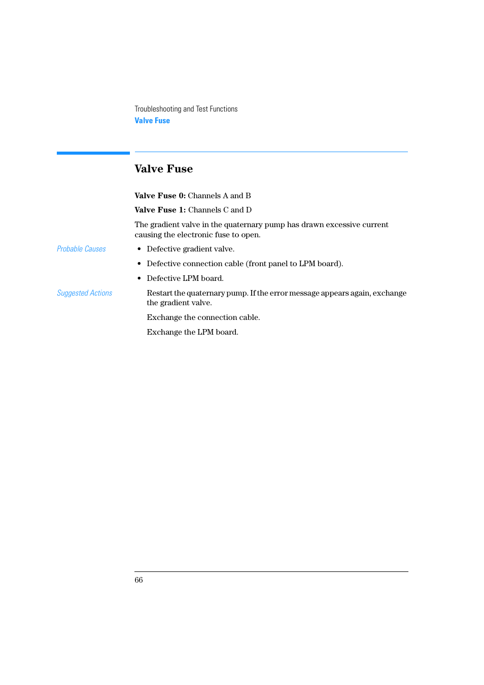 Valve fuse | Agilent Technologies Quaternary Pump 1100 Series User Manual | Page 66 / 272