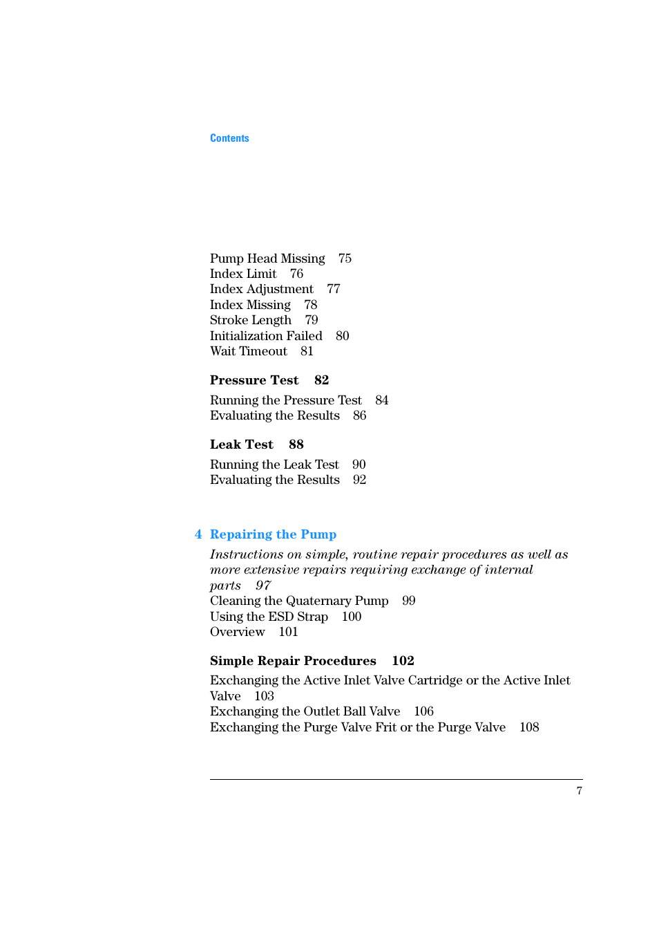 4 repairing the pump | Agilent Technologies Quaternary Pump 1100 Series User Manual | Page 7 / 272