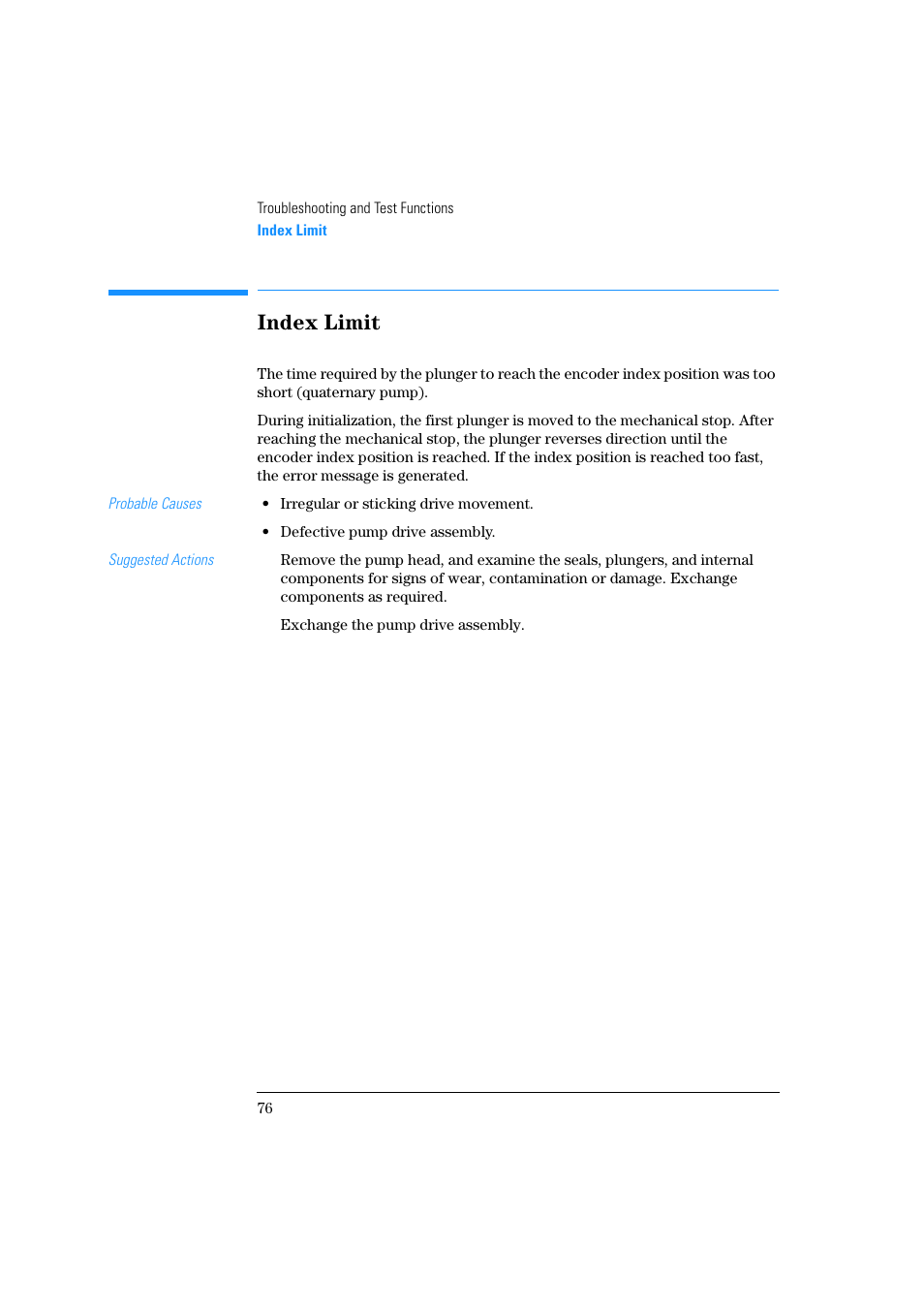 Index limit | Agilent Technologies Quaternary Pump 1100 Series User Manual | Page 76 / 272