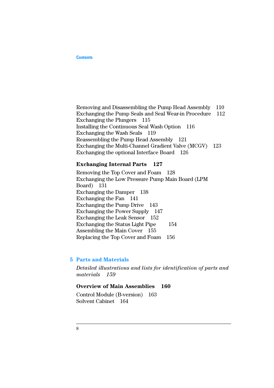 5 parts and materials | Agilent Technologies Quaternary Pump 1100 Series User Manual | Page 8 / 272