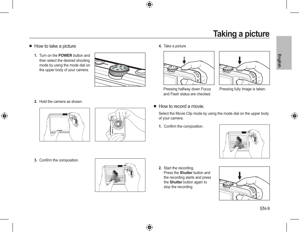 Taking a picture | Samsung L310W User Manual | Page 10 / 130