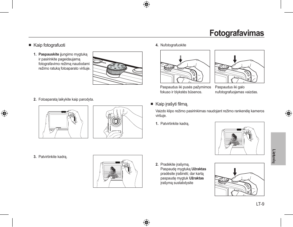 Fotografavimas | Samsung L310W User Manual | Page 108 / 130