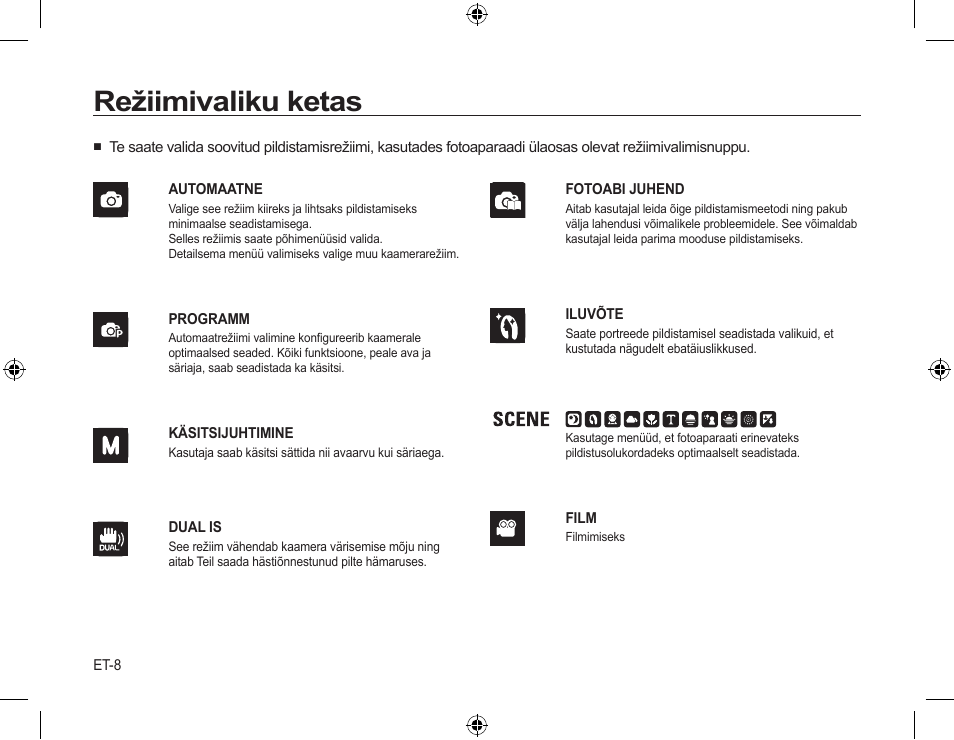 Režiimivaliku ketas | Samsung L310W User Manual | Page 121 / 130