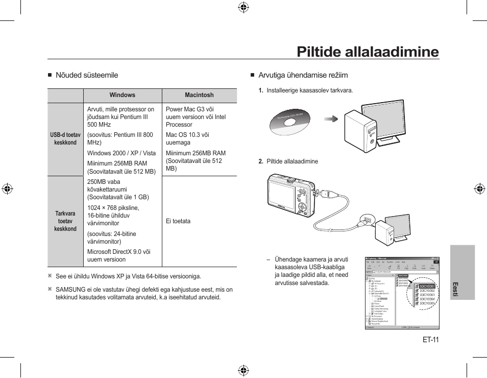 Piltide allalaadimine | Samsung L310W User Manual | Page 124 / 130