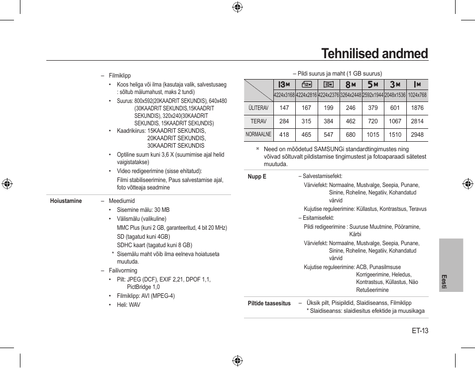 Tehnilised andmed | Samsung L310W User Manual | Page 126 / 130