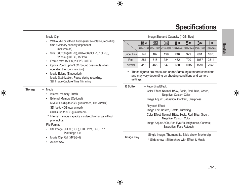 Speciﬁcations | Samsung L310W User Manual | Page 14 / 130