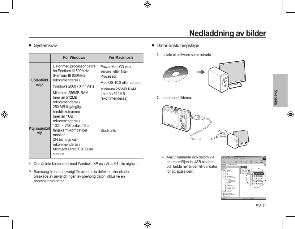 Nedladdning av bilder | Samsung L310W User Manual | Page 54 / 130