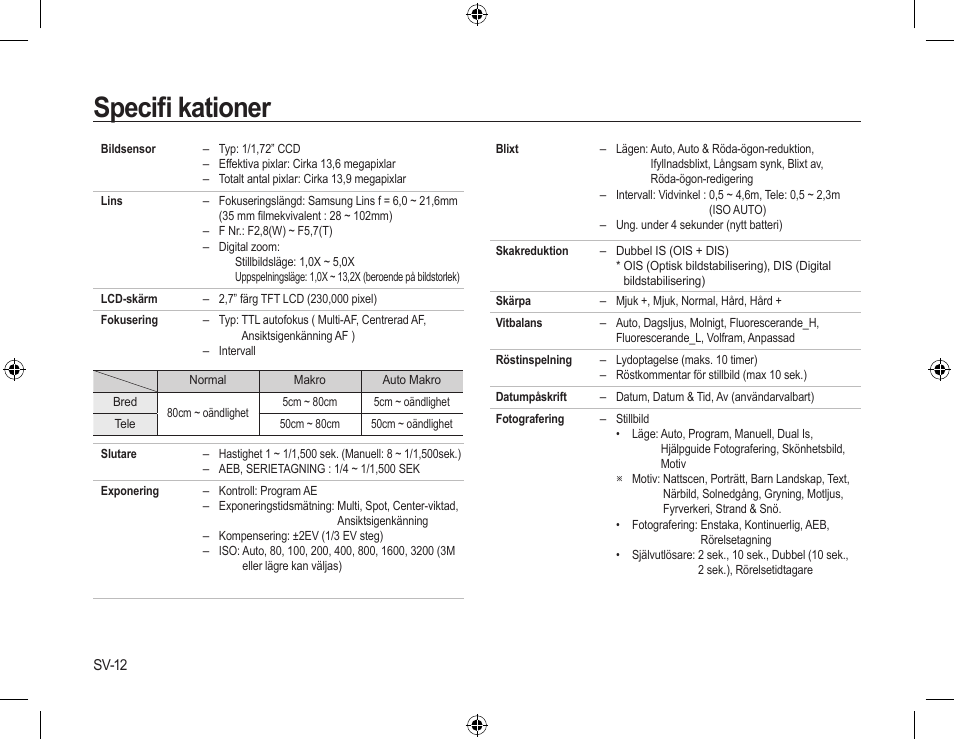 Speciﬁ kationer | Samsung L310W User Manual | Page 55 / 130