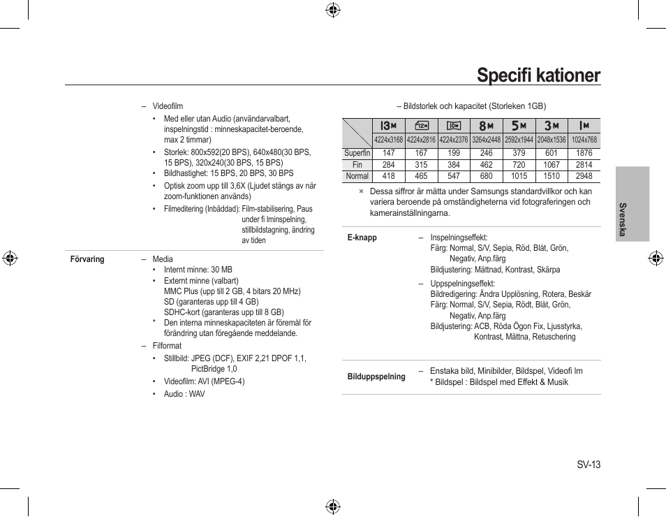Speciﬁ kationer | Samsung L310W User Manual | Page 56 / 130