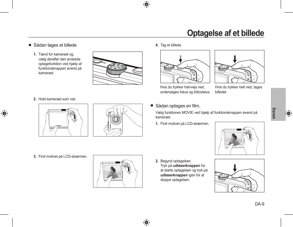 Optagelse af et billede | Samsung L310W User Manual | Page 66 / 130