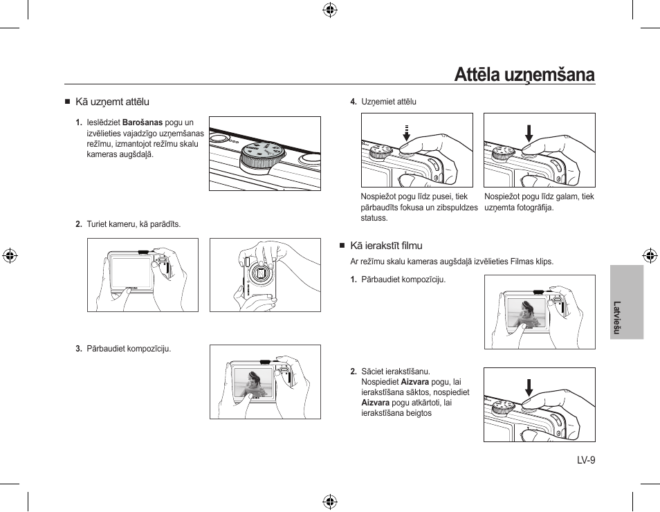 Attēla uzņemšana | Samsung L310W User Manual | Page 94 / 130