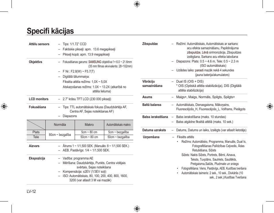 Speciﬁ kācijas | Samsung L310W User Manual | Page 97 / 130