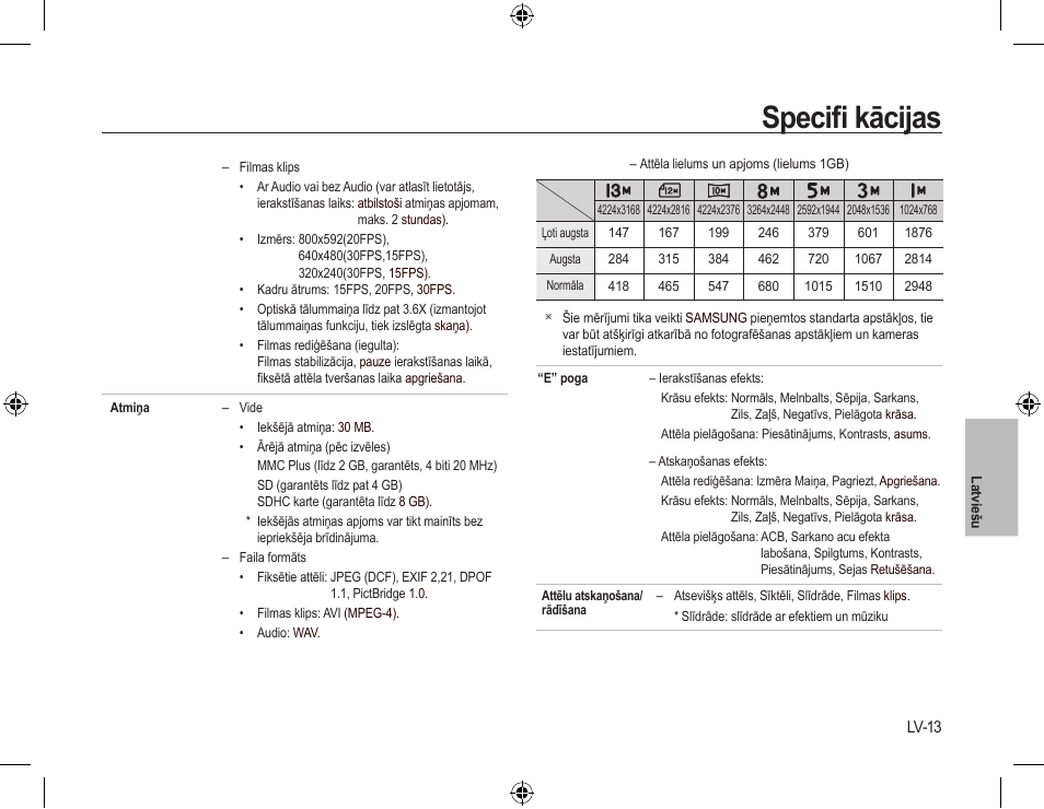 Speciﬁ kācijas | Samsung L310W User Manual | Page 98 / 130