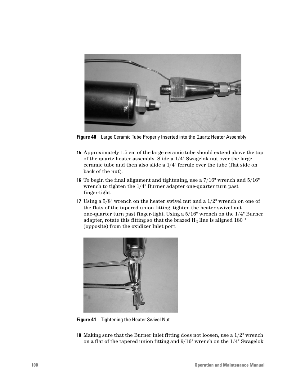 Figure 41. tightening the heater swivel nut | Agilent Technologies G6600-90006 User Manual | Page 100 / 118