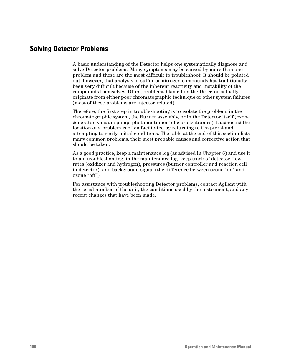 Solving detector problems | Agilent Technologies G6600-90006 User Manual | Page 106 / 118