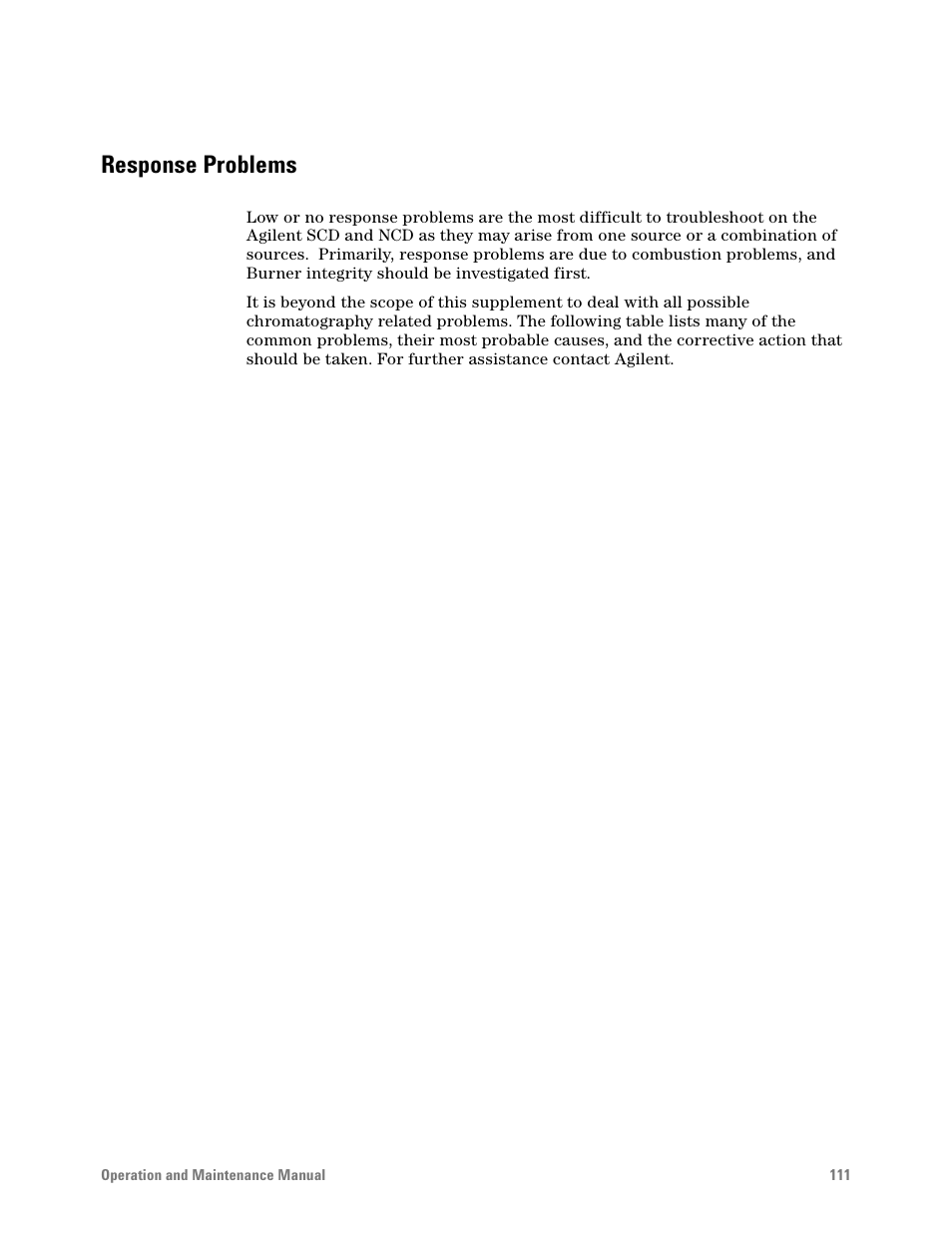 Response problems | Agilent Technologies G6600-90006 User Manual | Page 111 / 118