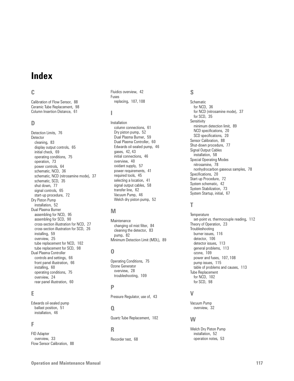 Index | Agilent Technologies G6600-90006 User Manual | Page 117 / 118