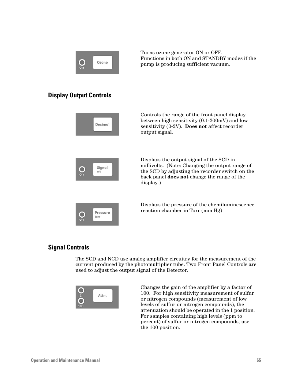 Display output controls, Signal controls, Display output controls signal controls | Agilent Technologies G6600-90006 User Manual | Page 65 / 118